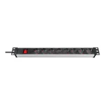Brennenstuhl Premium Alu-Line Πολύπριζο Rack 19" 1U 8xSchuko  1xΔιακόπτη 16A 2m Μαύρο Ασημί 1390007018