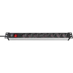 Brennenstuhl Premium Alu-Line Πολύπριζο Rack 19" 1U 8xSchuko  1xΔιακόπτη 16A 2m Μαύρο Ασημί 1390007018 - Image 3
