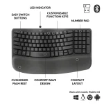 Logitech Wave Keys for Business Wireless Ergonomic Keyboard Bluetotth/Logi Bolt US Layout Graphite 920-012334 - Image 9