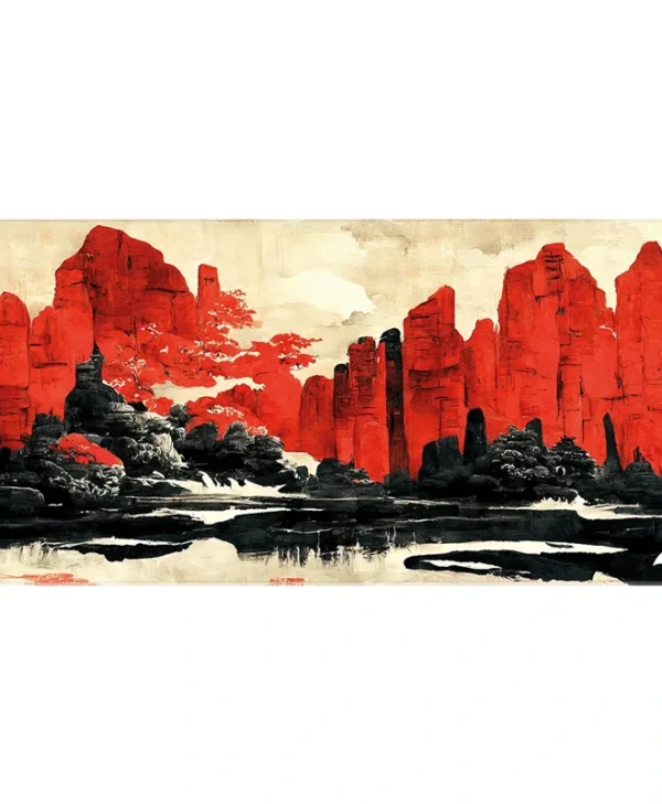 Sharkoon Skiller SGP40 D11 Gaming Mousepad 1000x500mm Traditional Red Black Japanese Ink 4044951042586