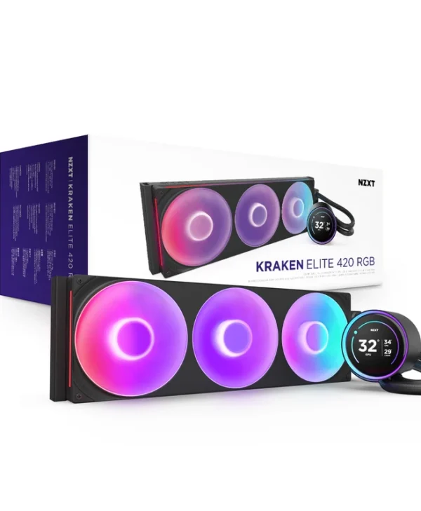 NZXT Kraken Elite 420 RGB (2024) Cpu Liquid Cooling System 1851/​1700, 1150/​1151/​1155/​1156/​1200/AM4/AM5 Black RL-KR42E-B2
