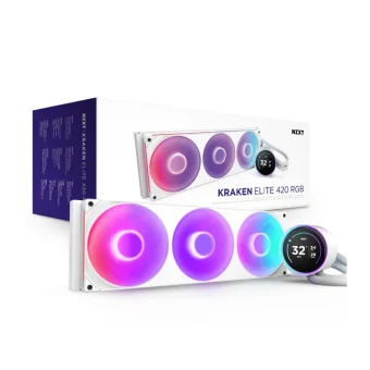 NZXT Kraken Elite 420 RGB (2024) Cpu Liquid Cooling System 1851/​1700, 1150/​1151/​1155/​1156/​1200/AM4/AM5 White RL-KR42E-W2