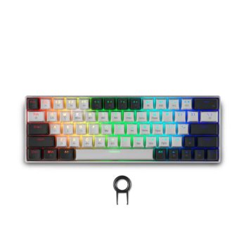 Spartan Gear Pegasus 2 RGB Wired/Wireless Bluetooth/2.4GHz USB-C Mechanical 60% Keyboard White/Grey SGKEYB04WG