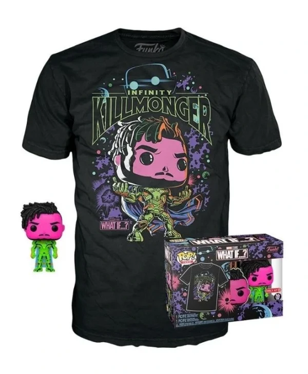 Funko Pop! & Tee (Adult): Marvel What If...? - Infinity Killmonger (Blacklight) 889698633161 Special Edition