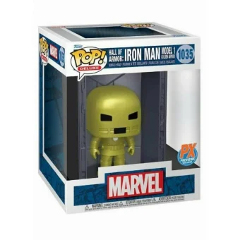 Funko Pop! Deluxe: Marvel Hall of Armor – Iron Man Model 1 Golden Armor (Metallic) Bobble-Head #1035 PX Previews Exclusive