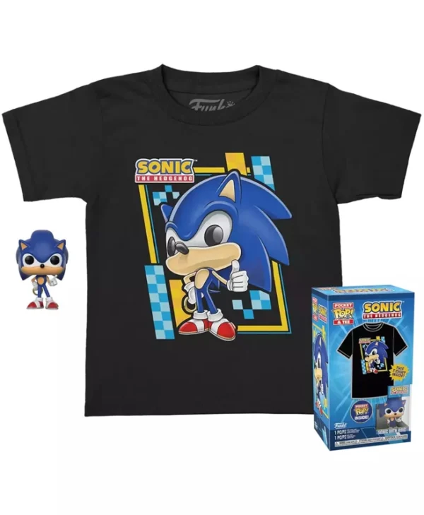 Funko Pocket Pop! & Tee: Sonic the Hedgehog – Sonic (Flocked) 889698703918