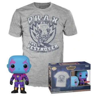 Funko Pop! & Tee (Adult): Marvel Guardians of the Galaxy – Drax (Blacklight, L) #1243 Special Edition