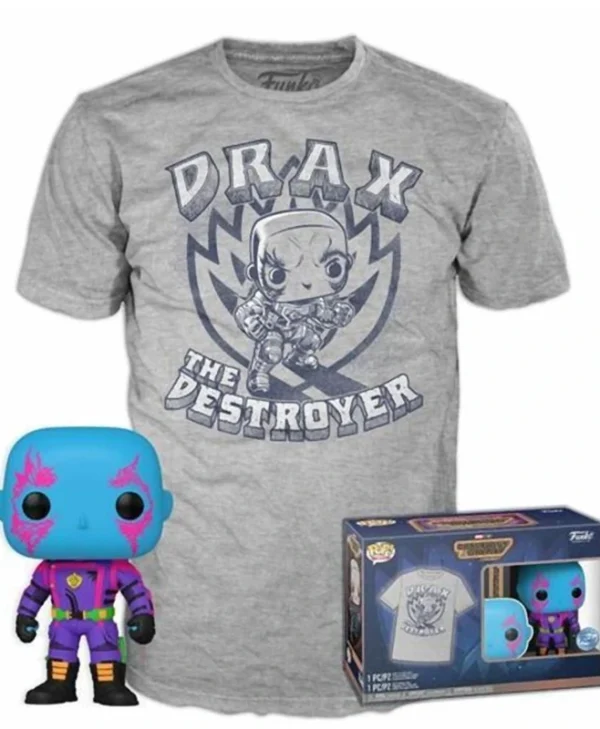 Funko Pop! & Tee: Marvel Guardians of the Galaxy Vol. 3 - Drax (Blacklight, M) 889698714204 Special Edition