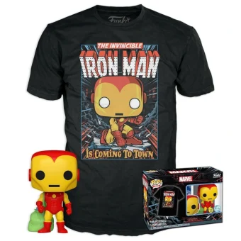 Funko Pop! & Tee: Marvel – Holiday Iron Man (Glow in the Dark, M) 889698728379