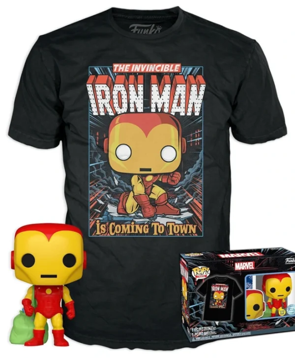 Funko Pop! & Tee: Marvel - Holiday Iron Man (Glow in the Dark) - L 889698728386