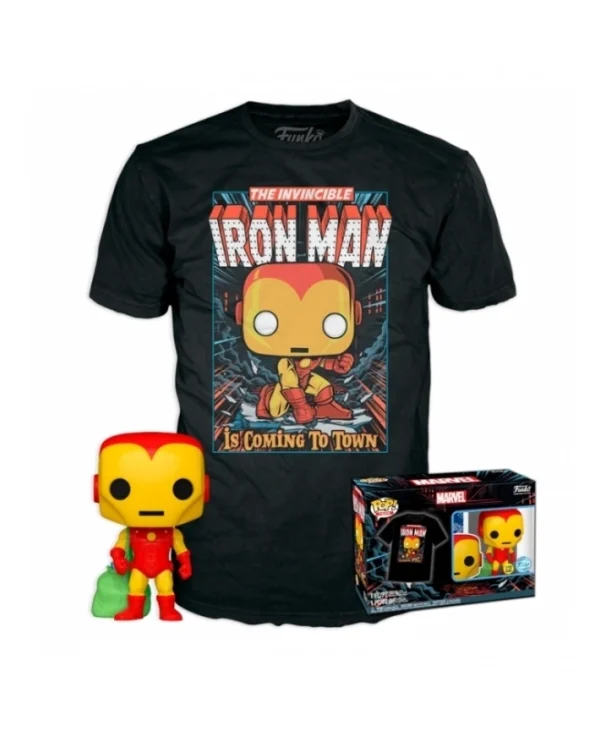 Funko Pop! & Tee: Marvel – Holiday Iron Man (XL) #1282 Glow in the Dark