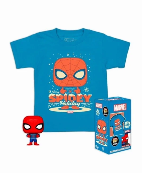 Funko Pocket Pop! & Tee: Marvel – Holiday Spider-Man (Kids S) 889698729451