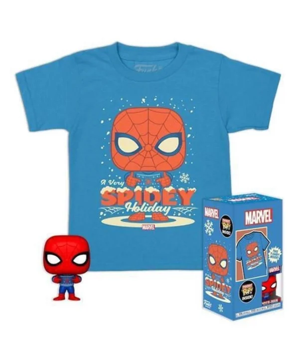 Funko Pocket Pop! & Tee: Marvel – Holiday Spider-Man (Kids L) 889698729475
