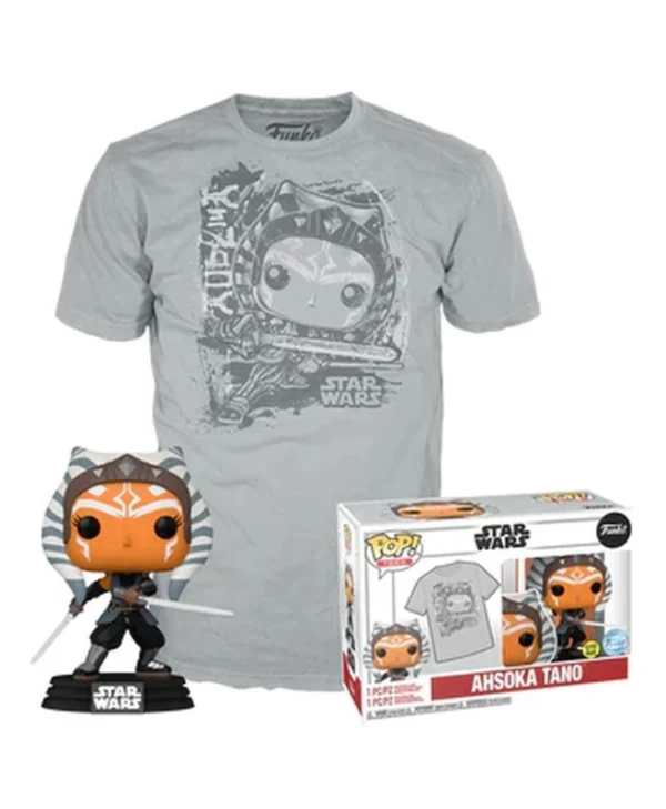 Funko Pop! & Tees (Adult): Disney Star Wars - Ahsoka Tano (Glows in the Dark) Bobble-Head Vinyl Figure & T-Shirt (M) 889698745000