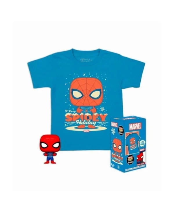 Funko Pocket Pop! & Tee: Marvel – Holiday Spider-Man (Kids XL) 889698729482