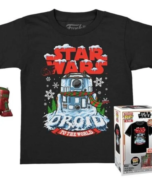 Funko Pocket Pop! & Tee (Child) Disney Star Wars: Holiday R2-D2 (Metallic) - Vinyl Figure & T-Shirt (S) 889698729376