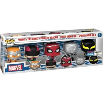 Funko Pop! Marvel: Spider-Man - Prodigy / The Hornet / Prince of Arachne / Spider-Armor MK I / Spider-Armor MK II 5-Pack (Amazon Exclusive) 889698622813