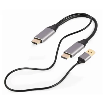 Gembird(Cablexpert)  Video Adapter HDMI Male to DisplayPort Male + USB-A Male 4K 2m Black A-HDMIM-DPM-01