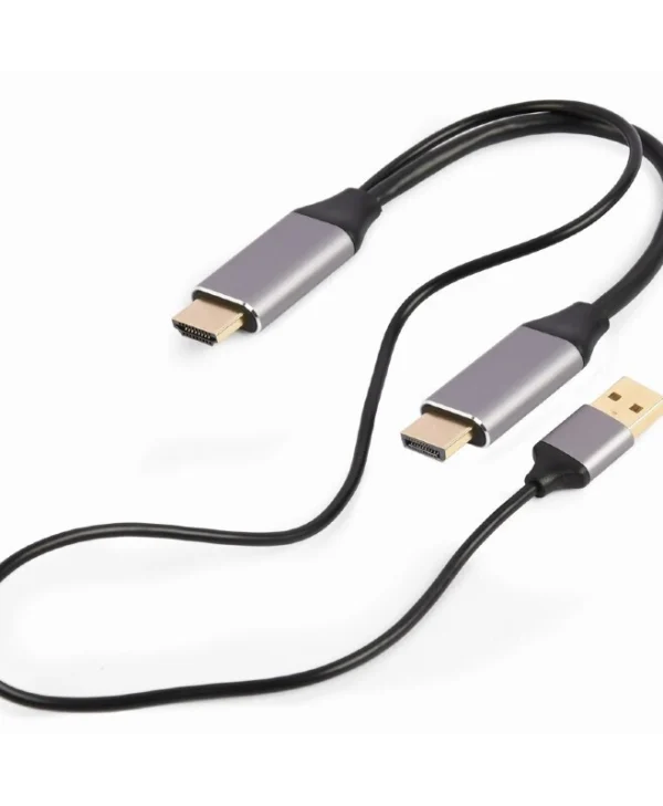 Gembird(Cablexpert)  Video Adapter HDMI Male to DisplayPort Male + USB-A Male 4K 2m Black A-HDMIM-DPM-01
