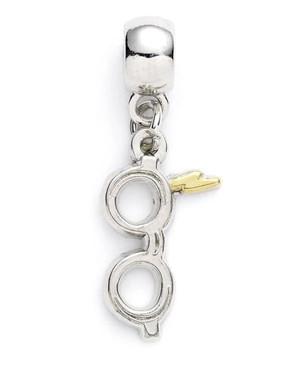 Slider Charm Harry Potter Lightning Bolt with Glasses Silver Plated HP0176