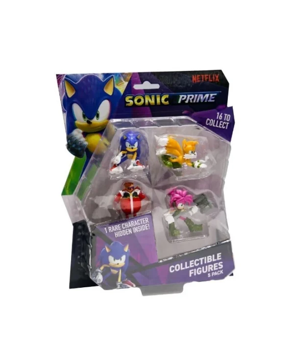 PMI Sonic Prime S1: 5-Pack Including 1 Rare Hidden Character 6.5cm Collectible Figures SON2040
