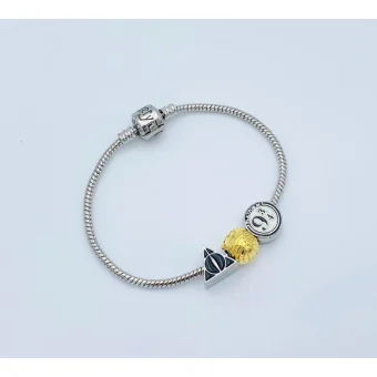 Charm Bracelet Harry Potter - Deathly Hallows, Golden Snitch & Platform 9 3/4 Three Bead Charms HP000372