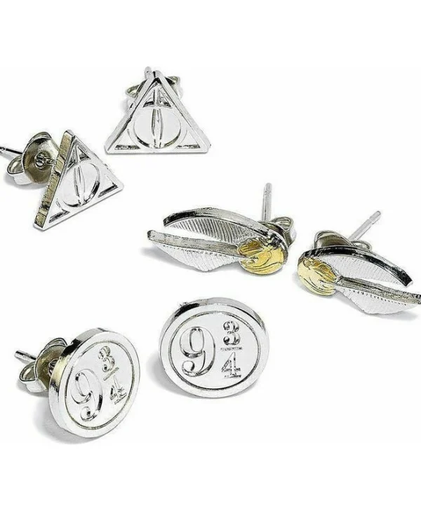 Stud Earring Set: Harry Potter – Deathly Hallows, Golden Snitch, Platform 9 3/4 WE0104