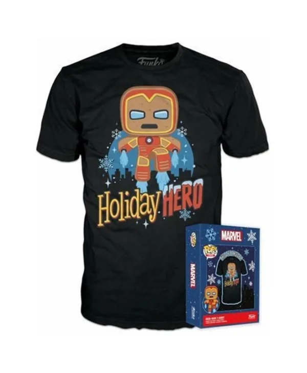 Funko Pop! Boxed Tee: Marvel – Gingerbread Iron Man (Holiday Hero, S) 889698669634