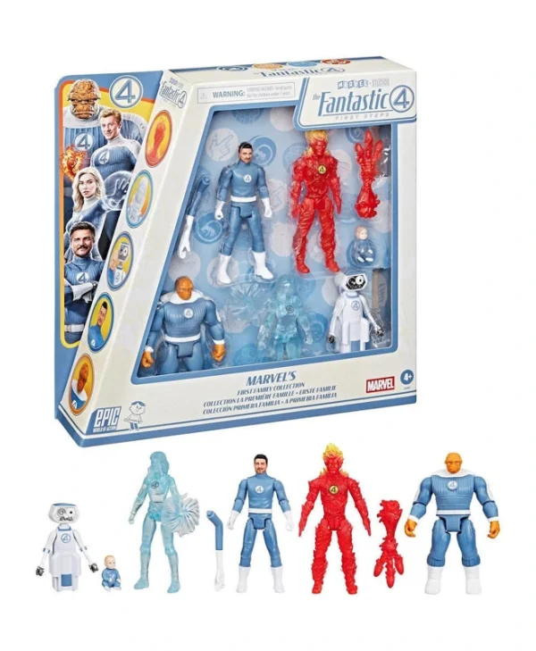 Hasbro - Epic World of Action: Marvel Studios The Fantastic Four - Marvel’s First Family Collection 10cm Action Figures G0982