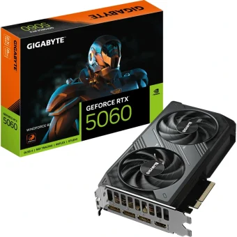 Gigabyte GeForce RTX 5060 Windforce 8GB GDDR7 Black GV-N5060WF2-8GD