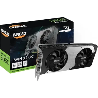 Inno3D GeForce RTX 5060 Twin X2 OC 8GB GDDR7 Black N50602-08D7X-195070N