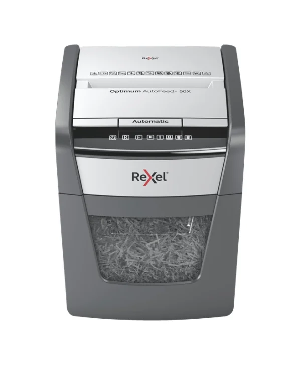 Rexel Καταστροφέας Εγγράφων AutoFeed + 50X Cross Cut 50 Φύλλων με Κάδο 20lt 2020050XEU