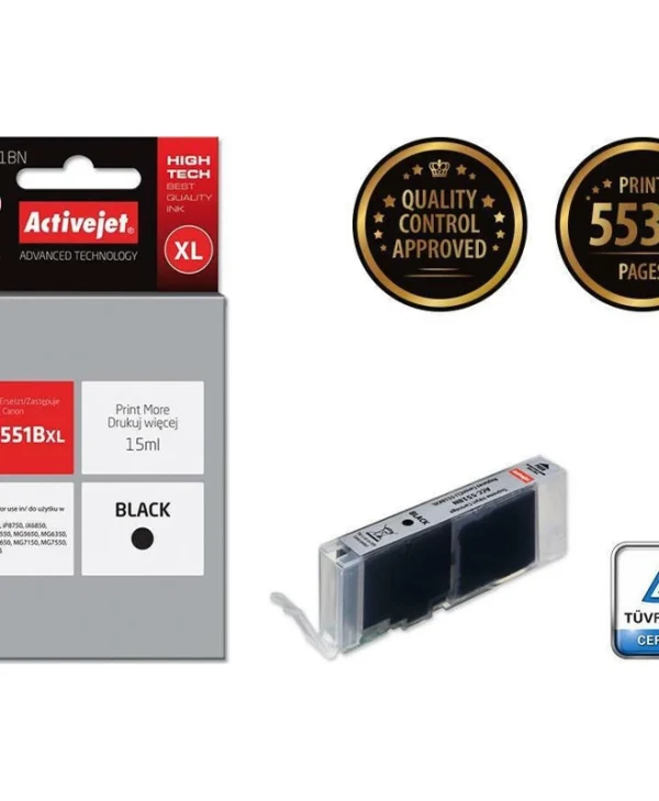 Active Jet Συμβατό Μελάνι Εκτυπωτή InkJet Canon CLI-551BL 15ml Μαύρο 1τμχ ACC-551BN