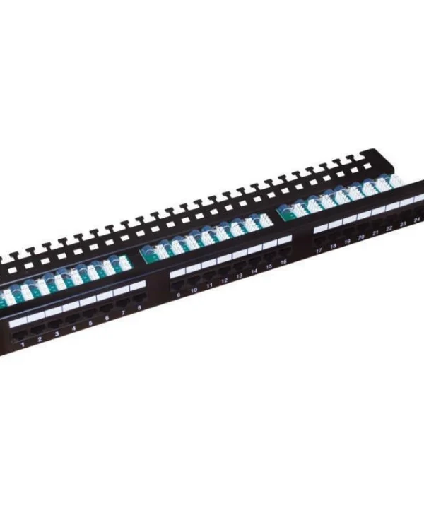 A-LAN Patch Panel για Rack 1U 19" 24 Θυρών cat5e Μαύρο PK013