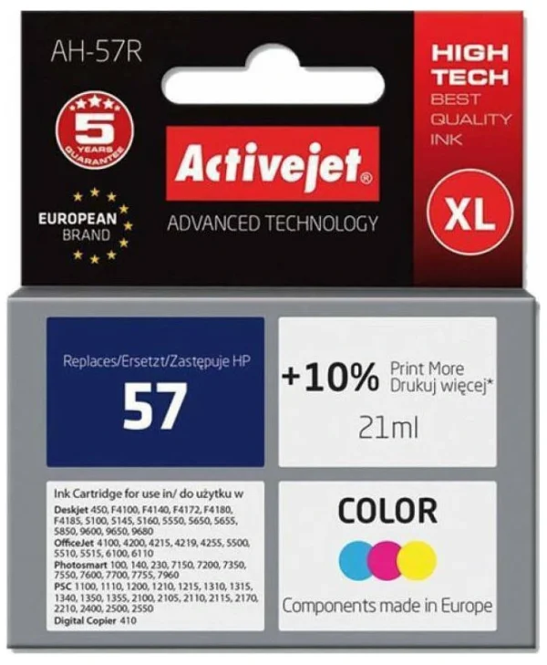 Active Jet Συμβατό Μελάνι Εκτυπωτή InkJet HP 57 C6657A 21ml Πολλαπλό (Color) AH-57R