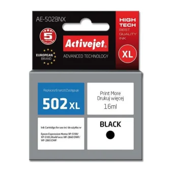 Active Jet Συμβατό Μελάνι Εκτυπωτή InkJet Epson 502XL W14010 16ml Μαύρο 1τμχ AE-502BNX