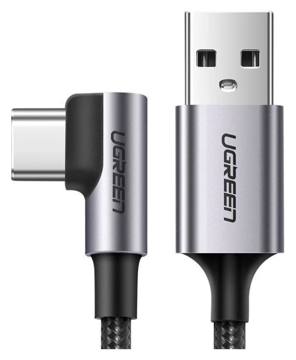 Ugreen US284 Angle (90°) / Braided USB 2.0 Cable USB-C male - USB-A Μαύρο 1m (50941)
