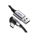 Ugreen US284 Angle (90°) / Braided USB 2.0 Cable USB-C male - USB-A Μαύρο 1m (50941) - Image 2