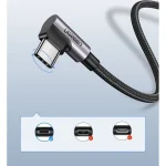 Ugreen US284 Angle (90°) / Braided USB 2.0 Cable USB-C male - USB-A Μαύρο 1m (50941) - Image 6