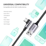 Ugreen US284 Angle (90°) / Braided USB 2.0 Cable USB-C male - USB-A Μαύρο 1m (50941) - Image 10
