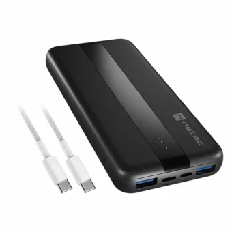 Natec Trevi Slim Q V2 Power Bank 10000mAh 18W με 2 Θύρες USB-A και 2 Θύρες USB-C Power Delivery Μαύρο NPB-2294