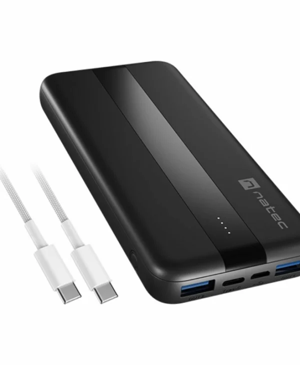 Natec Trevi Slim Q V2 Power Bank 10000mAh 18W με 2 Θύρες USB-A και 2 Θύρες USB-C Power Delivery Μαύρο NPB-2294