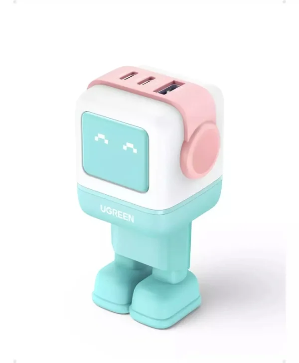 Ugreen Φορτιστής Χωρίς Καλώδιο GaN με Θύρα USB-A και 2 Θύρες USB-C 65W Power Delivery / Quick Charge 4.0 Pink Blue (Robot) 35855