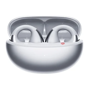 QCY Crossky C30S Open Ear Bluetooth Handsfree Ακουστικά με Αντοχή στον Ιδρώτα και Θήκη Φόρτισης Ασημί QCY-QT33S Silver