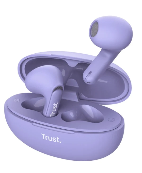 Trust Yavi Earbud Bluetooth Handsfree Ακουστικά με Θήκη Φόρτισης Μωβ 25299