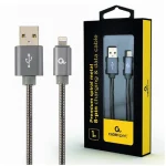 Cablexpert Braided USB to Lightning Cable Γκρι 1m (CC-USB2S-AMLM-1M-BG) - Image 2