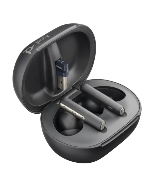 Poly Voyager Free 60+ UC M + BT700 USB-C Adapter + Touchscreen Charge Case In-ear Bluetooth Handsfree Ακουστικά με Θήκη Φόρτισης Carbon Black 7Y8H0AA