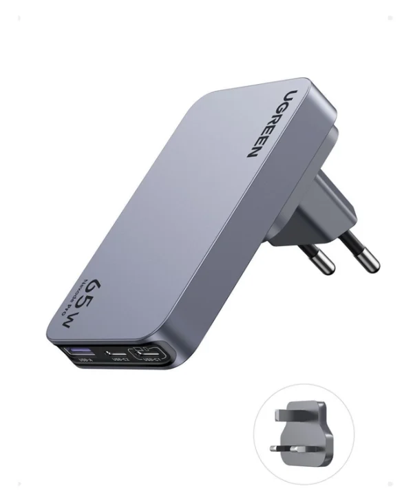 Ugreen Φορτιστής Χωρίς Καλώδιο GaN με Θύρα USB-A και 2 Θύρες USB-C 65W Γκρι (Nexode Pro) 25356