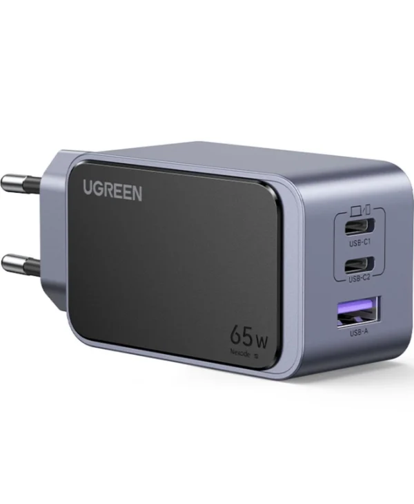 Ugreen Φορτιστής Χωρίς Καλώδιο GaN με Θύρα USB-A και 2 Θύρες USB-C 65W Power Delivery / Quick Charge 3.0 Γκρι (Nexode Air X553) 35042