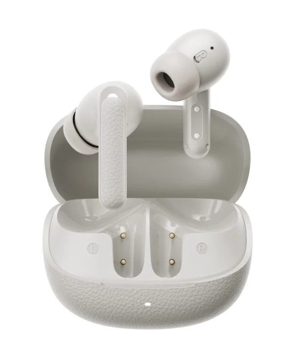QCY HT15 Buds ANC Bluetooth Handsfree Ακουστικά με Αντοχή στον Ιδρώτα και Θήκη Φόρτισης Λευκά QCY-HT15 Cream Grey